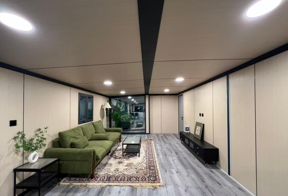 Open-plan interior with finished flooring