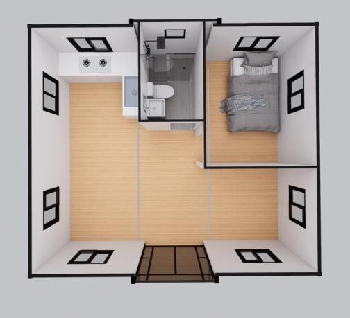 20ft layout — one bedroom
